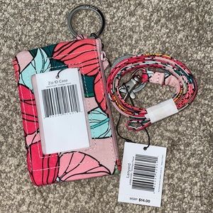 Vera Bradley Floral Zip ID Case and Lanyard